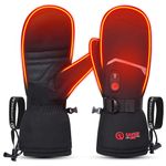 Heated Mittens Electric Ski Gloves Men Women, SAVIOR HEAT Handback Heated Rechargeable Snow Mitts with 7.4V 2200mAh Battery for Winter Skate Skiing Camping Hunting Hiking Arthritis Hands (S)