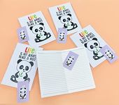 LE DELITE return gift party supplies kids stationary items bulk price ( pack of 6 ) Unicorn/Mermaid/Space/Panda/Pig/Dinosaur/Superhero printed cartoon diary (big size a5) with bookmark (Panda)