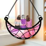 Generic Mother & Daughter On The Moon - Personalized Window Hanging Suncatcher Ornament