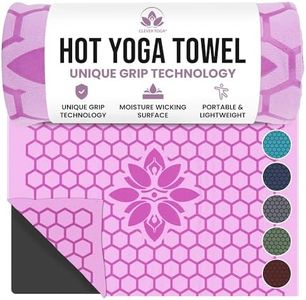 Clever Yoga Hot Yoga Mat Towel – Non-Slip Grip for Hot Yoga, Sweat Absorbent, Honeycomb Silicone Grip, Stays Flat – Ideal for Pilates, Travel, Washable & Lightweight - Lilac