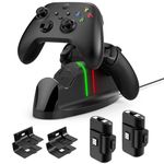 Charger for Xbox Series X|S Controller- Dual Dock Charging Station Compatible with Xbox Core Controller, Charger Stand with 2 Rechargeable Battery Packs for Xbox Series X|S Wireless Controller