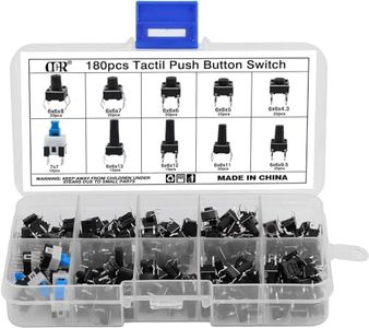 OCR 180Pcs Tactile Push Button Switch 10 Values 6x6mm Micro Momentary Tact Button Switches Assortment Kit