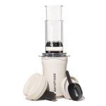 AeroPress Go Plus, Small Portable Coffee Maker for Travel & Camping - 3 In 1 Brew Method Combines French Press, Pourover, Espresso, Full Bodied Coffee without Bitterness, Coffee Press Kit - Cream