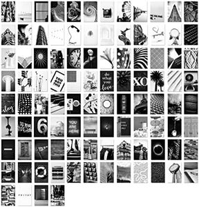 GSM Brands Wall Collage Kit Black and White Aesthetic Pictures Set of 100 4x6 inch Individual Photos for Teen College Dorm Room