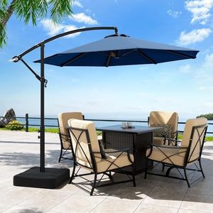 OLILAWN 10ft Patio Umbrella with Base Included, Outdoor Offset Cantilever Umbrella w/Upgraded Yarn-dyed Fabric Shade, Sturdy 8 Rids, Easy Tilt Adjustment, for Pool Deck Porch Backyard Garden,Navy Blue