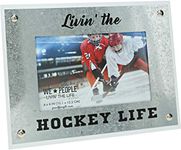 Pavilion Gift company Livin' The Hockey Life-8.5x6.5 Inch Easel Back Picture Frame, MDF, Gray