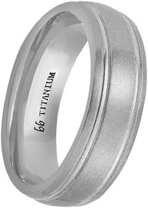 Titanium Brushed Satin Matte Wedding Ring with Inset High-Polish Double Channel Accent, Metal