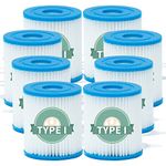 SHUAIG Type I Pool Filters Cartridges for Bestway 58381,Replacement Easy Filter Cartridge,Swimming Inflatable Pool Filter,Reusable Hot Tub Filter Cartridge for Tube Pool Cleaning (8pcs)