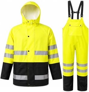 VUVEA Rain Suit For Men & Women Waterproof Heavy Duty Rain Gear Reflective Jacket & Bib Pants for Fishing Outdoor Work Raincoats