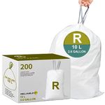 4 Gallon Code R (200 Count) Heavy Duty Trash Bags | Reinforced Drawstring Garbage Liners Compatible with simplehuman Code R Tear & Leak Resistant