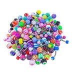 nuoshen 120 PCS Belly Button,Stainless Steel Acrylic Colorful Sexy Belly Bar Button Rings Body Piercing Jewelry Banana Barbells for Body Decoration