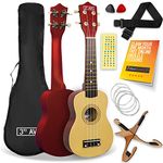 3rd Avenue Soprano Ukulele 21 Inch Beginner Pack Bundle – Bag, Stand, Strap, Strings, Picks and Fret Stickers – Natural with FREE 1 Month Online Lessons