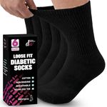 Diabetic Socks For Men and Women Loose Fit Non-Binding Cotton Crew Socks 6 Pairs