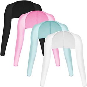 Yookat 4 Pieces Cooling Shawl Golf Cooling Shawl Arm Sleeve Sun Protection Golf Shrug for Women Men Outdoor Sports, Black, White, Pink, Blue, Large