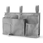 PACOLO Caddy Hanging Organizer Bedside Storage Bag, 600D Oxford Cloth with Hook&Loop Fastener for Bunk and Hospital Beds,Dorm Rooms Bed Rails(8 Pockets) (Grey)