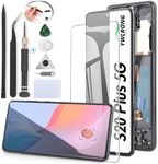 OLED Screen for Samsung Galaxy S20 Plus 5G G986 Screen Replacement for Samsung Galaxy S20 Plus G985 LCD Display Touch Screen Digitizer Assembly Replacement with Tools（with Fingerprint, Black Frame）