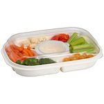 Buddeez Divided Serving Tray With Lid - Includes 6 Compartments for Party Platter, Snackle Box Container, Fruit Tray, Veggie Tray, Chip and Dip Bowl, Appetizers, Desserts, Snacks & More (by)