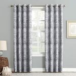 Sun Zero Distressed Woven Jacquard Blackout Grommet Curtain Panel, Indigo, 50" x 63"