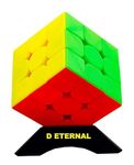 D ETERNAL Cube 3X3 Cube High Speed Stickerless Magic Puzzle Game Toy 3 By 3 With Cube Stand,Multicolor, Kids