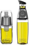 Olive Oil Dispenser For Kitchen & Olive Oil Sprayer Mister For Cooking – Pour Oil From 17 Oz Glass Non-drip Olive Oil Bottle Spout With Measurements And 6 Oz Olive Oil Spray Bottle For Cooking