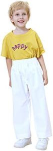 TOPTIE Adult Kids Karate Pants Martial Arts Pants Student Karate Gi Pants-White-Size 4