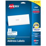 Avery Easy Peel 08160 Inkjet Address Labels White 1" x 2-5/8" (750 Labels)