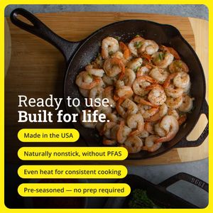 Lodge Cast Iron Skillet 26cm – Pre-Seasoned Frying Pan, Oven & Grill Safe