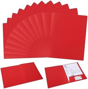 Carpeta de Papel con 2 Bolsillos Kraft para Archivador, 12PCS Carpeta Archivos de Documentos A4 de Presentación con Ranuras para Tarjetas para Oficina Contratos o Informes (Rojo)