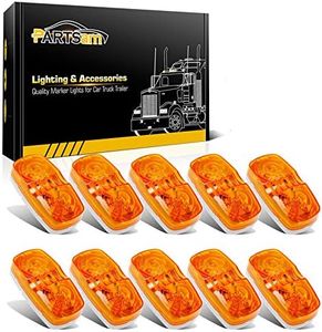 Partsam 10x Double Bubble Bullseye LED Marker Light, [DOT Approved] 2x4 Rectangle Amber 10 LED Tiger Eye Trailer RV Camper Truck Clearance Lights Indicators Surface Mount 12V