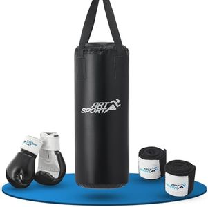 ArtSport Sac de Frappe Enfant avec Gants remplis et Suspendus, Ensemble Punching Ball 10 kg avec Bandages et Support Plafond - Dès 6 Ans - Ensemble de Boxe Sac de Boxe Kickboxing