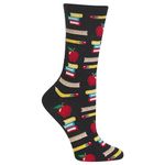 Hot Sox Women's Fun Occupation & Mom Crew Socks-1 Pair Pack-Cute & Funny Mother's Day Novelty Gifts Hosiery, Teacher's Pet (Black), 3.5-9 UK