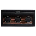 WOLF 457356 Roadster Triple Watch Winder with Cover and Storage, Black