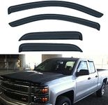 LQQDP 4pcs Front+Rear Smoke Sun/Rain Guard Outside Mount Tape-On Acrylic Window Visors compatible with 14-18 Silverado/GMC Sierra 1500 15-18 2500/3500 HD Double/Extended Cab With Half Size Rear Doors