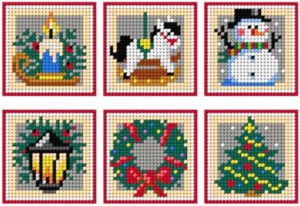 Counted Cross Stitch Kit on Plastic Canvas with Christmas Coasters. Gorgeous Ornament 4.33x4.33 inches 161CS. Wonderful for Embroidery & Craft Amateurs