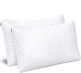 Shredded Memory Foam Pillow for Sleeping 2 Pack Cooling Bamboo Pillow with Adjustable Loft Hypoallergenic Bed Pillows for Side and Back Sleepers Washable Removable Derived Rayon Cover (2-Pack)