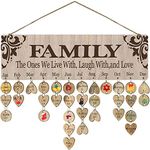 FAMIONE Family Wooden DIY Birthday Reminder Calendar Plaque Board Wall Hanging,Gifts for Parents, Family Anniversary Calendar Plaque, Handmade Birthday/ChristmasGifts for Mom Grandma