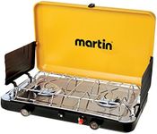 MARTIN Portable Gas Stove | 2 Burner Propane Stove Perfect for Camping, Cookout, Emergency | Made of Stainless Steel | Built-in Carrying Handle | CSA certification | Yellow Camping Stove 20,000 BTU