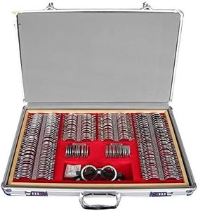 Holyavision 266Pcs Optical Trial Lens Set Optometry Kit Metal Rim Ophthalmic Lenses Aluminum Case Trial Frame Cross Cylinders (266Pcs/Set), silver, 62*42*12cm