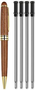 CUNQN Ballpoint Pen Handcraft Wooden Pens Set with 4 pcs Refills Luxury Gel Pen Retractable Business Metal Pens Gift Pen for Business Signature, Office, and Schoo