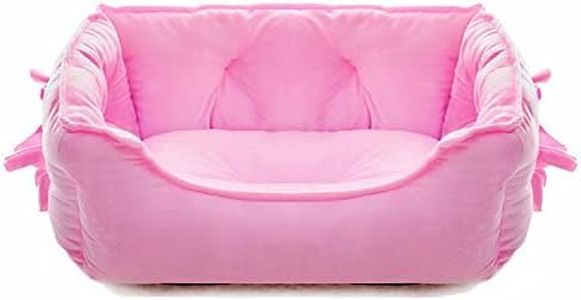 pawstrip Cute Princess Dog Bed, Soft Breathable Bow-Knot Pet Cat Cushion for Small and Medium Dogs, Anti-Slip Bottom, Self-Warming, Machine Washable (Pink)
