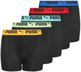 PUMA Boys' 5 Pack Performance Boxer Briefs, Black/Bright, Medium