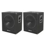 2 x QTX QT15SA 15" 600W Active Powered Subwoofer Bass Bin Speaker Pair