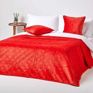 HOMESCAPES Colcha de terciopelo naranja quemado para cama king size y super king size – 250 x 260 cm