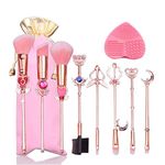 9 PCs Sailor Moon Makeup Brush Set Cute Pink Pouch,Foundation Eyebrow Eyeliner Eye-shadow Brush Cosmetic Conceler Brushes Kit Tool for Daily Use and Valentine's Day/Thanksgiving/Birthday Gift