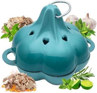 BOLVOUD Enameled Cast Iron Smoker Roaster & Garlic Roaster Baker, Multi-Functional Box for Gas/Pellet/Charcoal Grills, Oven & Wood Stove, Enameled Dutch Oven Style Cookware, Enamelled Cooking Pot