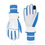 HANDLANDY Waterproof Ski Gloves for Men Women, Grip Winter Gloves Touchscreen, Warm 3M Thinsulate Insulated Snow Gloves(Blue,L)