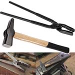 Blacksmith 15ââ‚¬Â Wolf Jaw Tongs and Hammer Tool Set Essential Tools for Blacksmith Bladesmith Forge