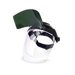 Sellstrom DP4 Face Shield - Lightweight Mask with High Impact Crown & Ratchet Headgear for Work, Grinding, Plasma/Flame Cutting - ANSI Z87.1 - Clear Anti Fog Polycarbonate Window - UV/IR Flip Up Visor