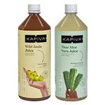 Kapiva Wild Amla Juice 1L + Kapiva Thar Aloe Vera Juice (with Pulp) | Cold-pressed Juice Combo to Help with Glowing Skin, Hair Care, and Detox (1L)