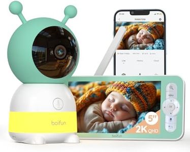 BOIFUN 2K Babyphone Camera, Veilleuses Bébé Colorées, Application Telephone et Moniteur 5", Surveillance des Mouvements, Suivi Automatique, Zone d'Alarme Personnalisée, Zoom 4X, Matériau ABS